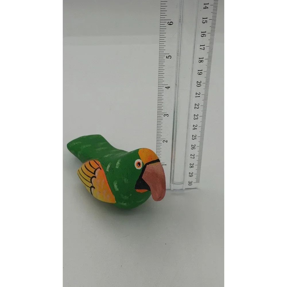 Balsa Wood Hand Carved PARROT Tropical Bird Hand Painted From Nicaragua